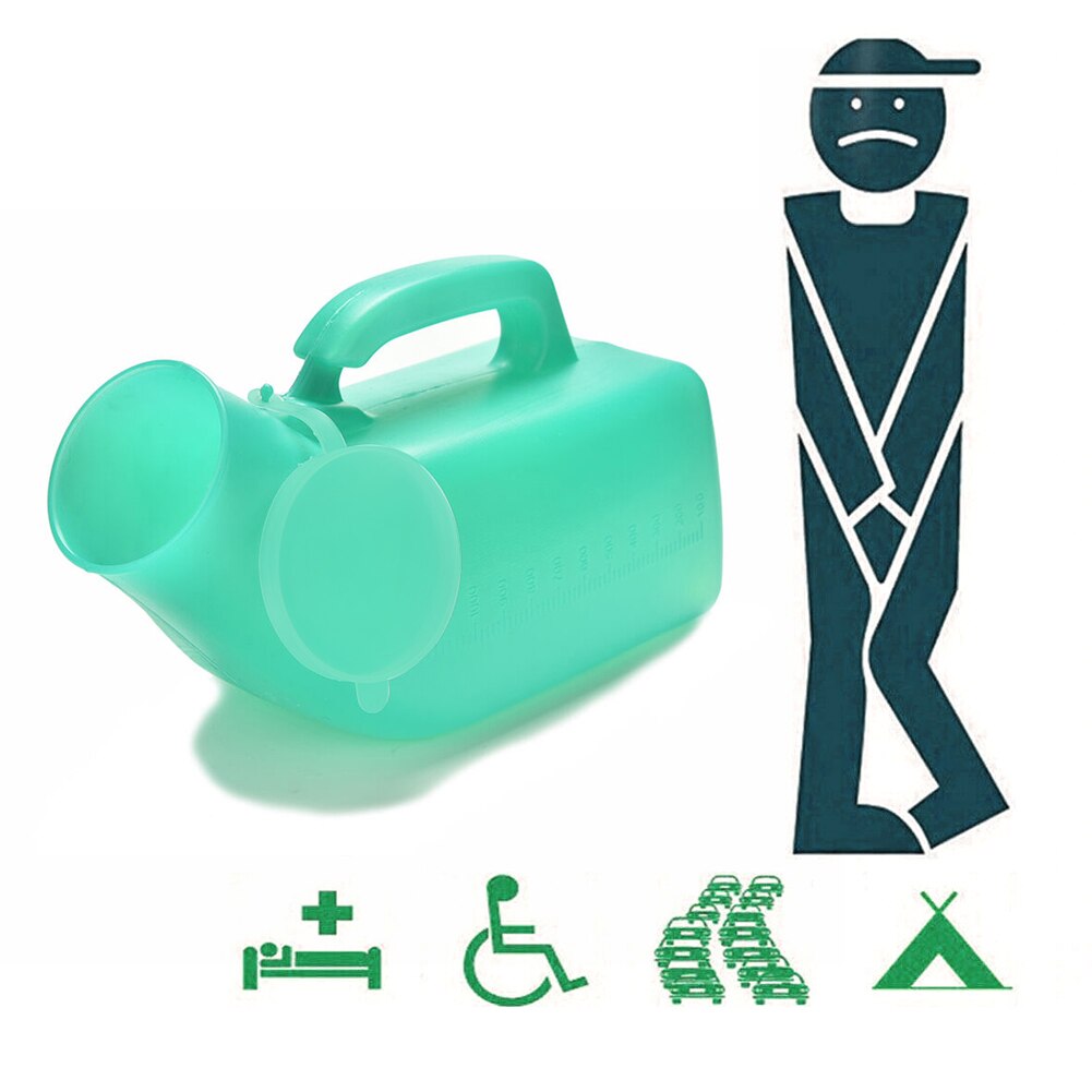 Mænd urinalskala lækagesikker bærbart håndtag camping rejse plastikpotte med låg hospital opbevaringsflaske toilet nødsituation