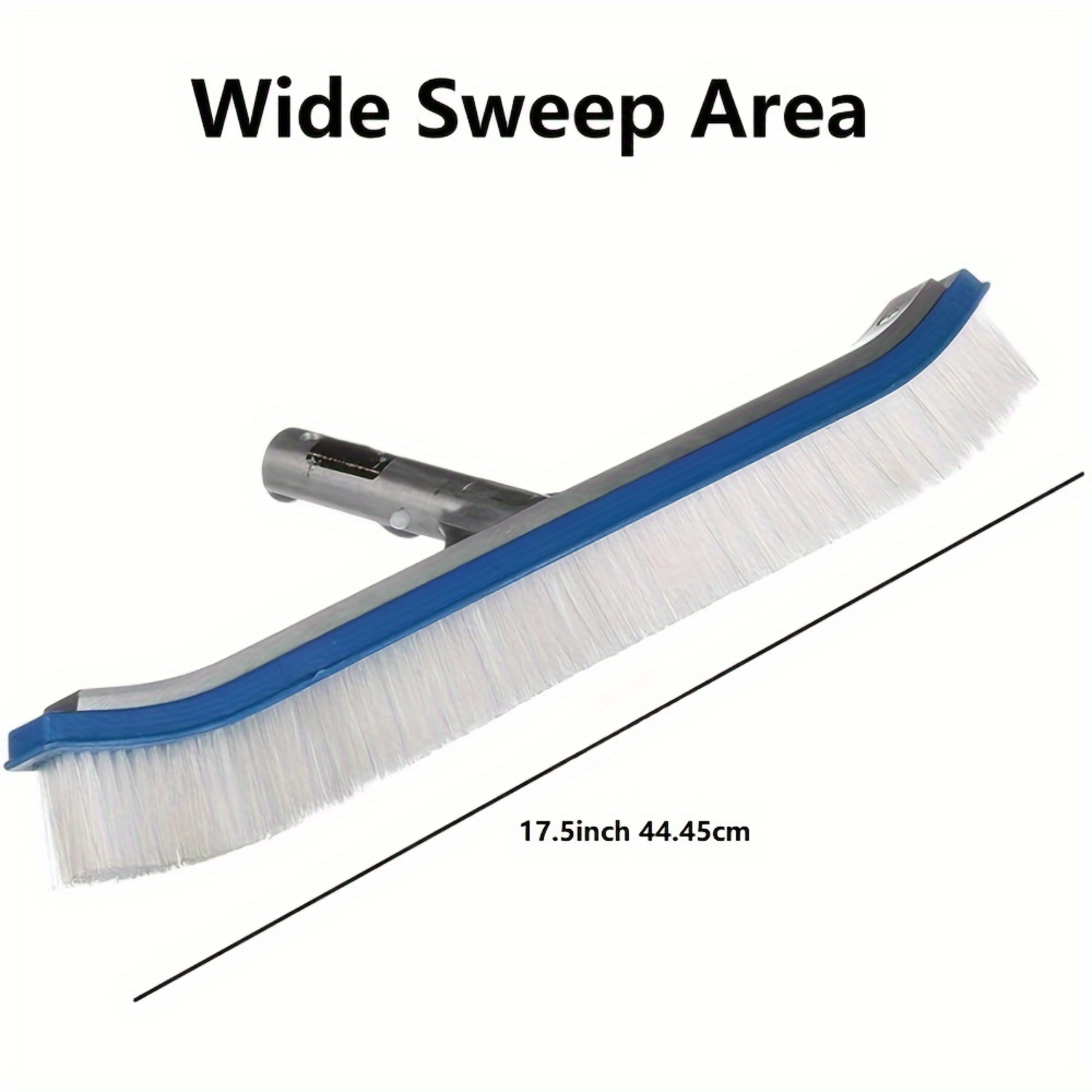 18" Swimming Pool Wall & Tile Brush - Heavy Duty Aluminum Back Cleaning Brush - Nylon Bristles - EZ Clips