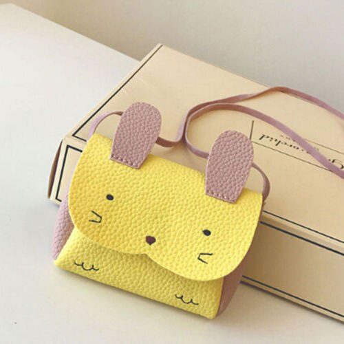 Pudcoco baby børn piger pu læder skoletaske skuldertaske tegneserie kat øre messenger håndtaske crossbody taske: Gul