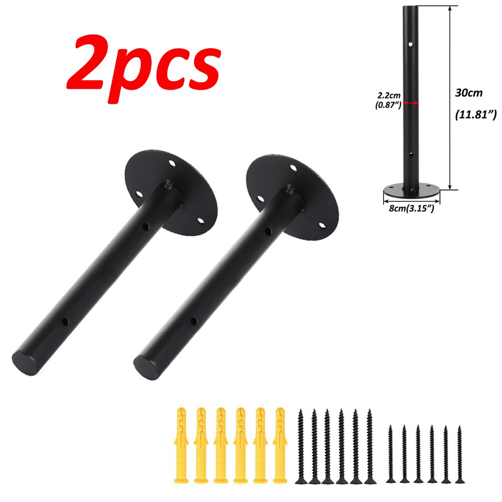 1/2/4pcs Black Industrial Iron Storage Brackets Racks Heavy Duty Shelf Board Wall Mounted Multifunctional Home Decor Hardware: 2pcs 30cm