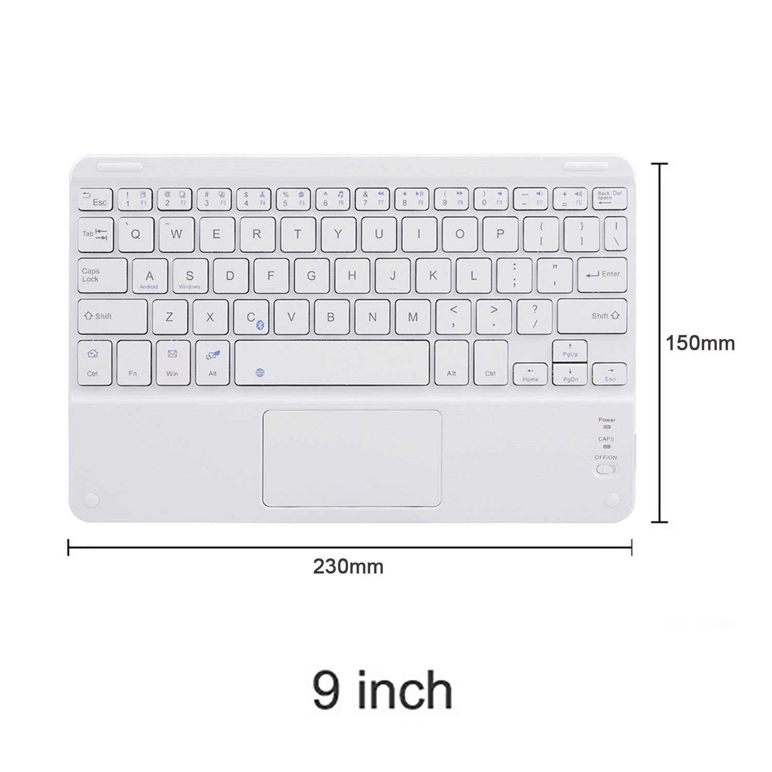 Mini składana klawiatura Bluetooth bezprzewodowa przenośna uniwersalna składana klawiatura z touchpadem dla Windows Android IOS Tablet iPad: 9inch white Touchpad