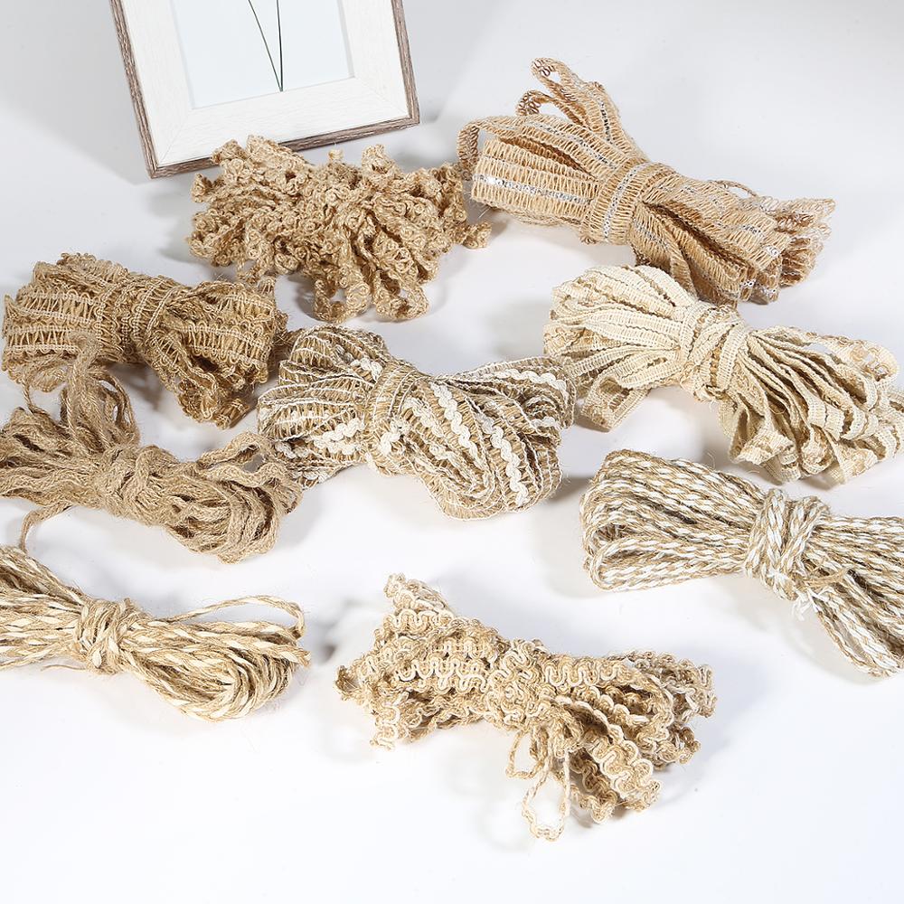 5M DIY Craft Vintage Natural Hessian Jute Twine Rope Wedding Party Burlap Ribbon Decor Home Spool Festival Scrapbooking