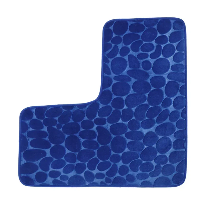 Bathroom Rug L-Shaped Bath Mat Non Slip Corner Shower Mat Soft and Absorbent Memory Cotton Anti Slip Solid Color Bathroom Mat: Pink