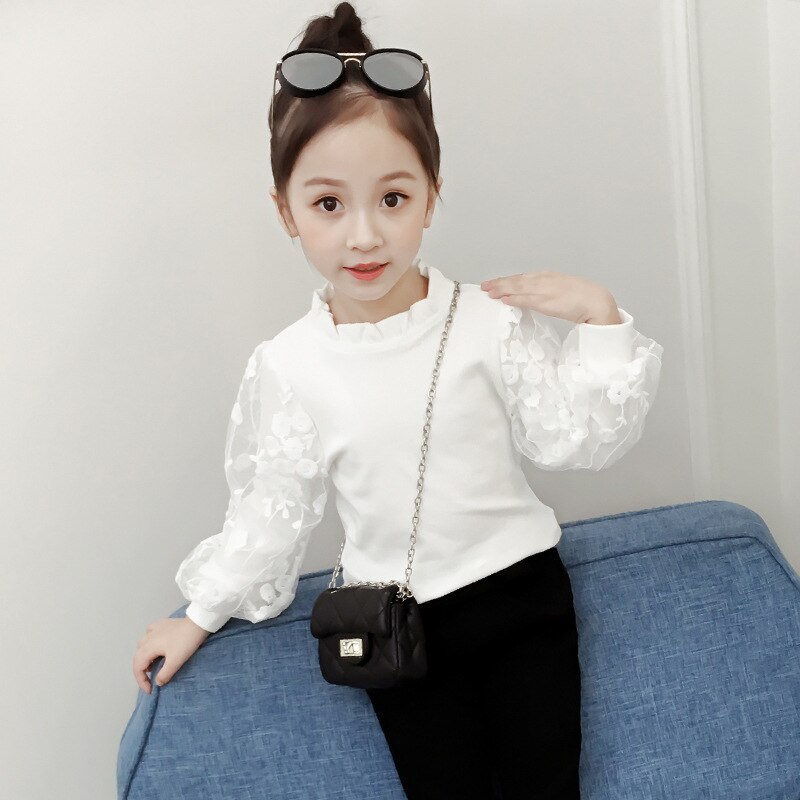 Girl School Clothes for Girls Age 6-14 Year Blouse for Girls Solid White Blouse for Girls Lace School Shirt for: 3T