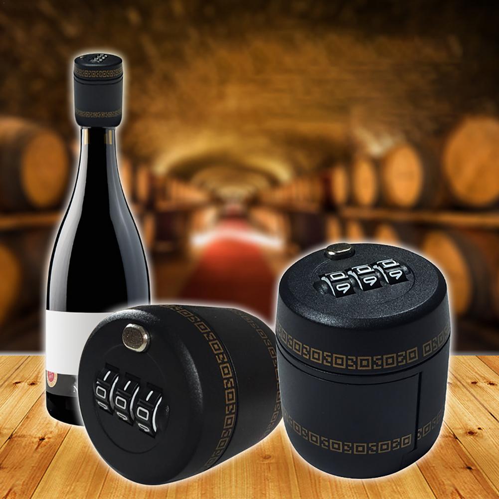 Cerraduras de combinación de botellas de vino de plástico, tapón superior de botella de whisky de licor, tapón de botella de vino al vacío, dispositivo de bloqueo de contraseña