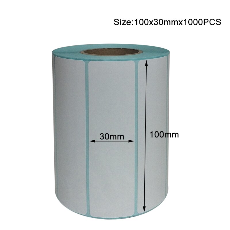 Paper Self Adhesive Thermal White Blank Label Sticker Paper Supermarket Price Blank Label Direct Print Waterproof Print Supplies: 100x30mm-1000pcs