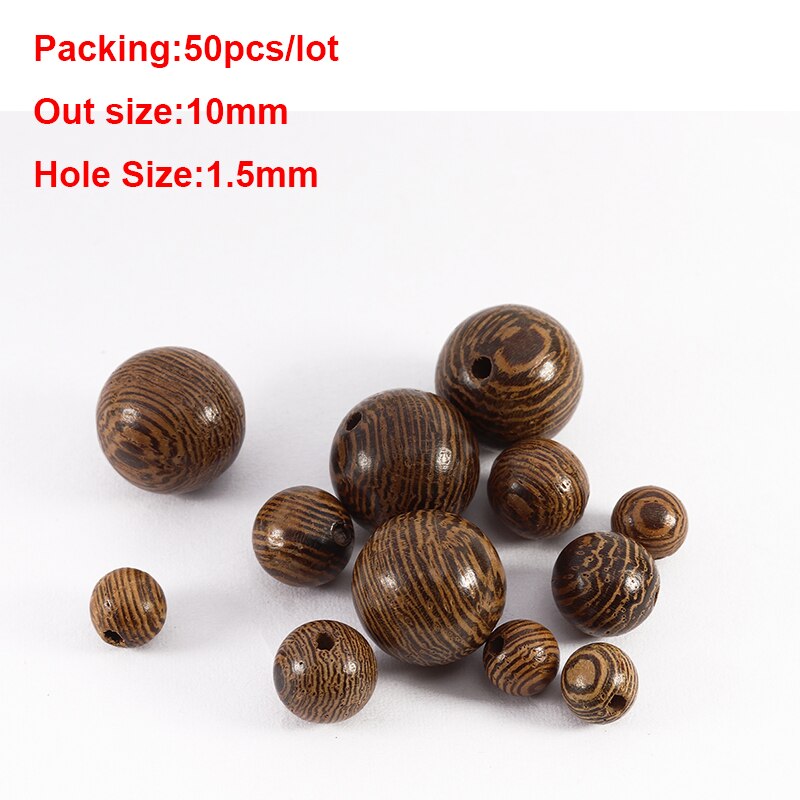 Natural Brown Wooden Beads Round Stripes Loose Spacer Wood Beads Abacus Beads For Diy Jewelry Makings Necklace Bracelets: 50pcs stripe 10mm