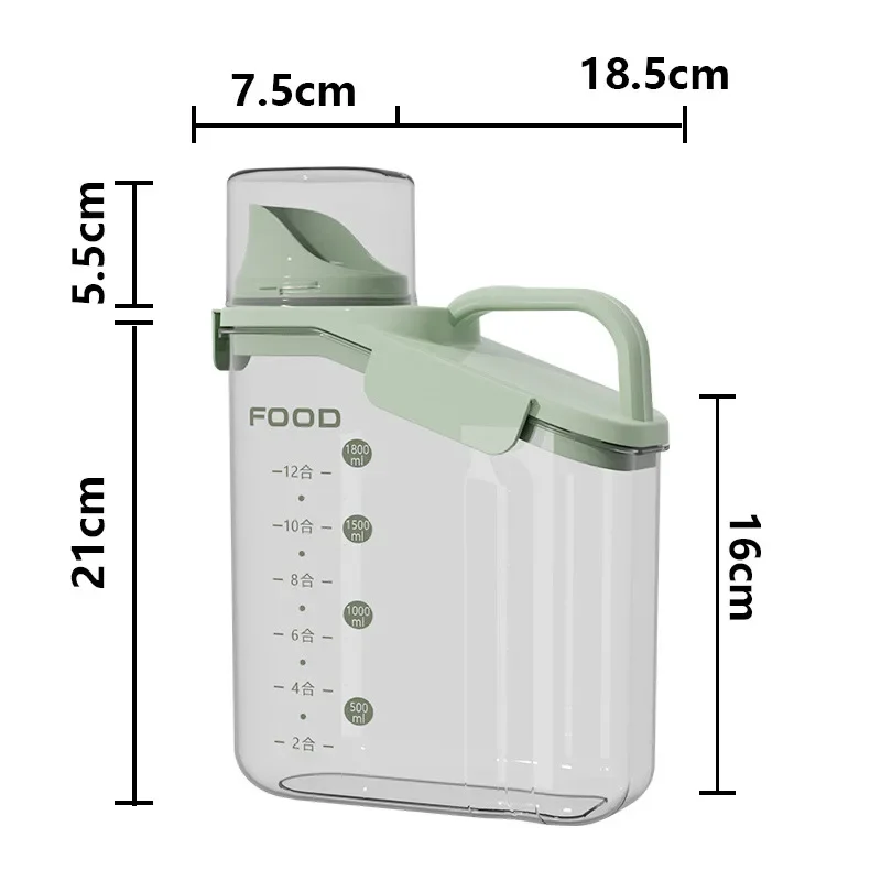 Grandes tasses doseuses à bec verseur pour céréales, stockage compact des aliments secs, transparent, laqué fl.oz, 1,5 l: YELLOW