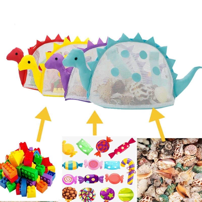 Netted Bag Beach Shell Bag Sand Play Summer Pool Zipper Bag w/ Adjustable Strap Beach Toy Kids Travel Bag Packing Accs