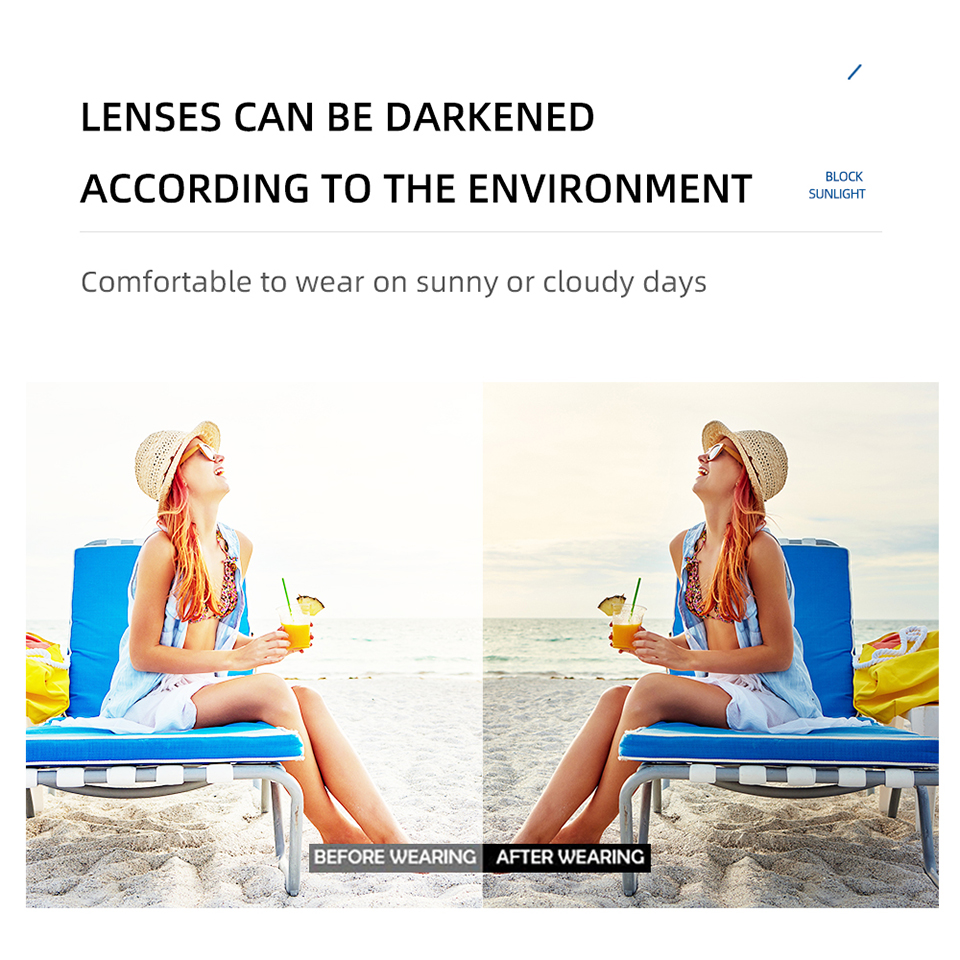 NONOR Color Change Grey Frame Photochromic Polarized Sunglasses Men Square Classic Chameleon Glaases Transition Lens Eyewear
