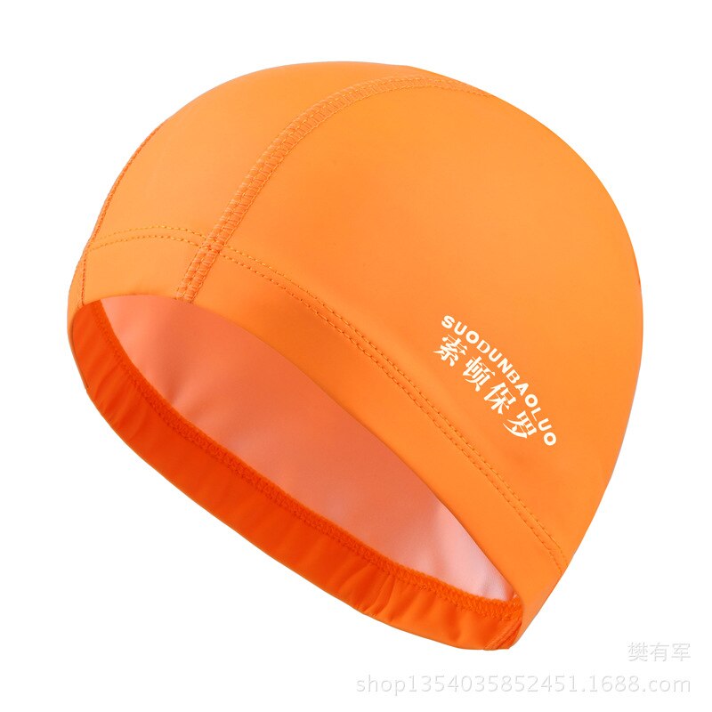 Accesorios de natación para adultos y hombres, gorro de tela de poliuretano impermeable, elástico, protección de orejas, pelo largo, deportes, gorro de piscina: 3