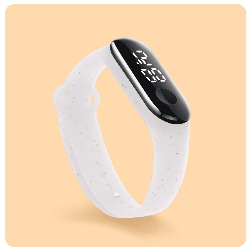 Reloj deportivo para niños y adolescentes, pulsera Digital Led ultraligera con correa de silicona, resistente al agua, Unisex: White