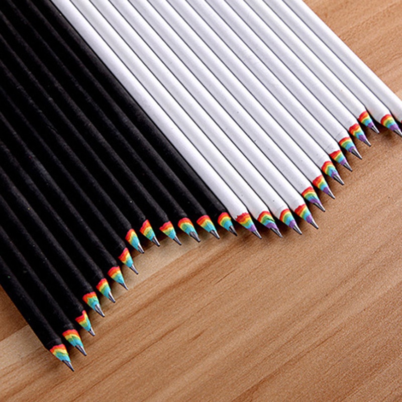 6 stk/parti blyant hb regnbue farve blyant papirvarer tegneartikler søde blyanter til skole basswood kontorskole