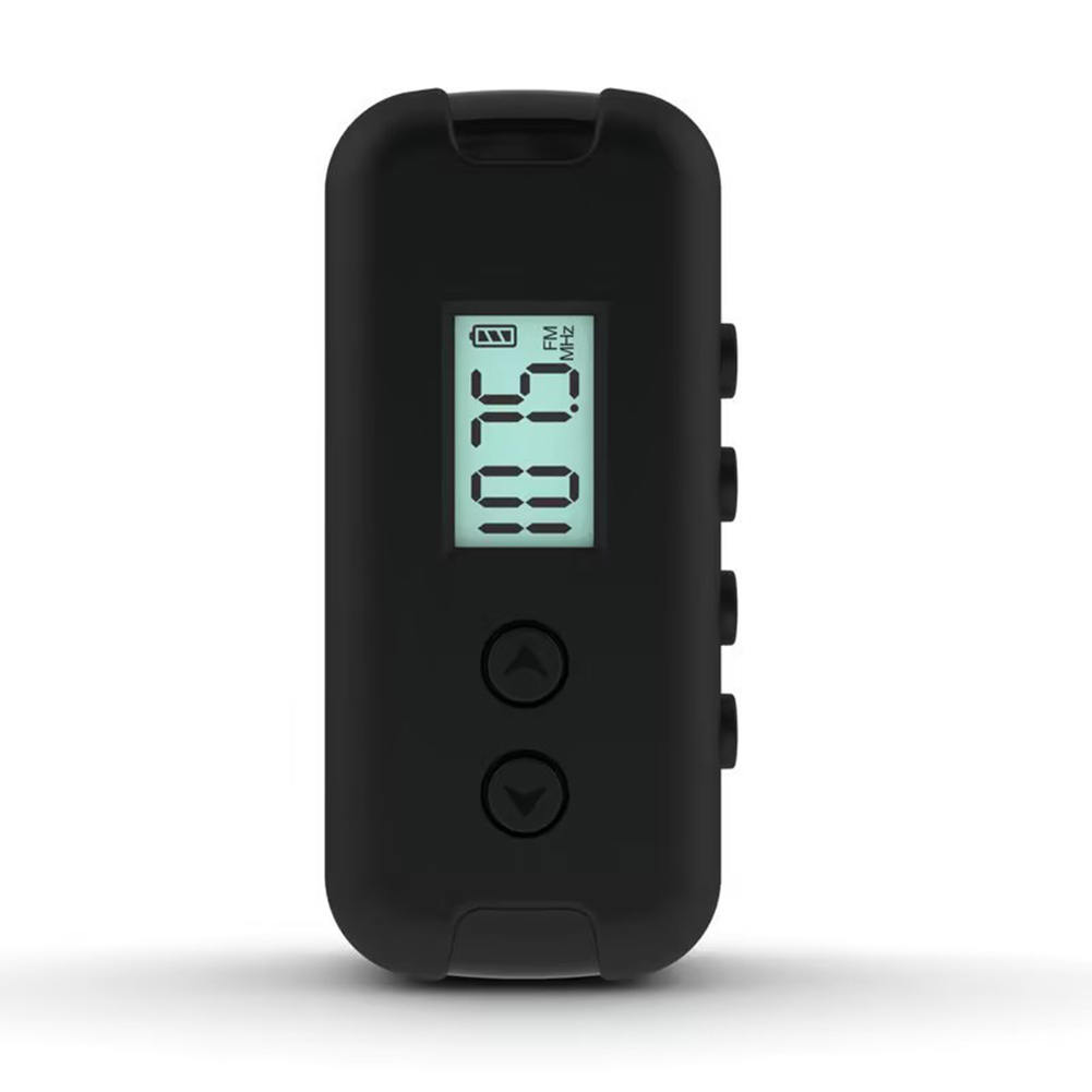 Lomme  fm 50-108 mhz radio bærbar mini dsp chip radiomottaker med lcd-skjerm 3.5mm øretelefoner skjerm 2* aaa strømforsyning: Svart
