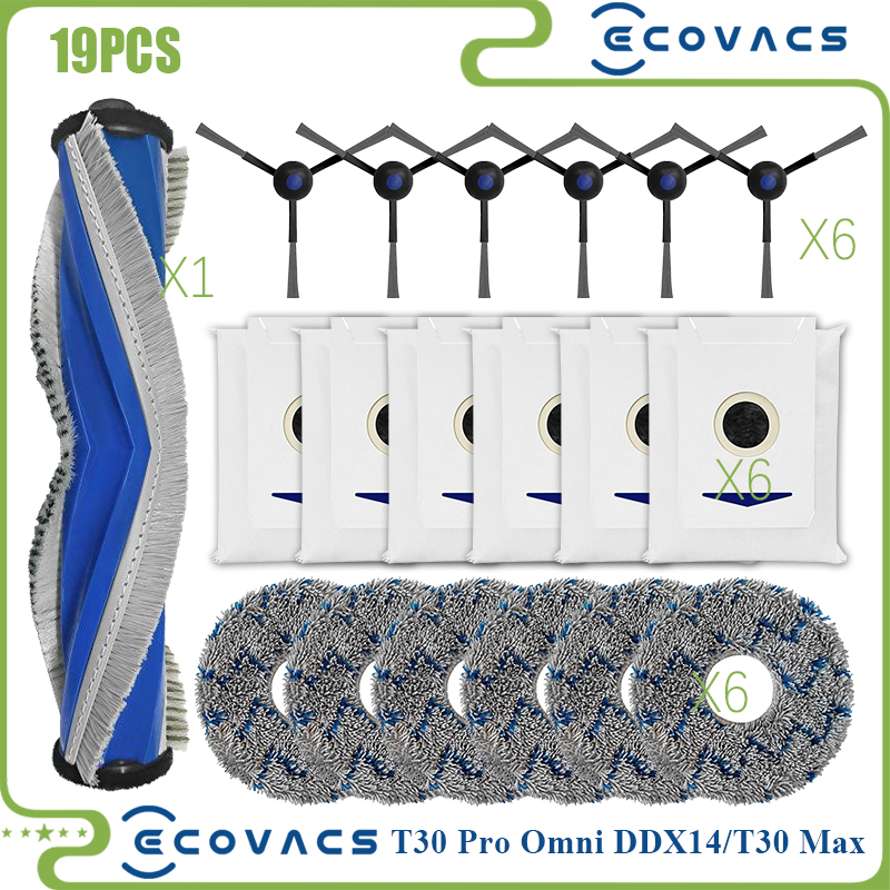 per Ecovacs Deebot T30 pro OMNI / T30 Max / T30 / DDX14 Aspirapolvere Spazzola laterale principale Filtro HEPA Mocio Panno Parti di ricambio: Blu