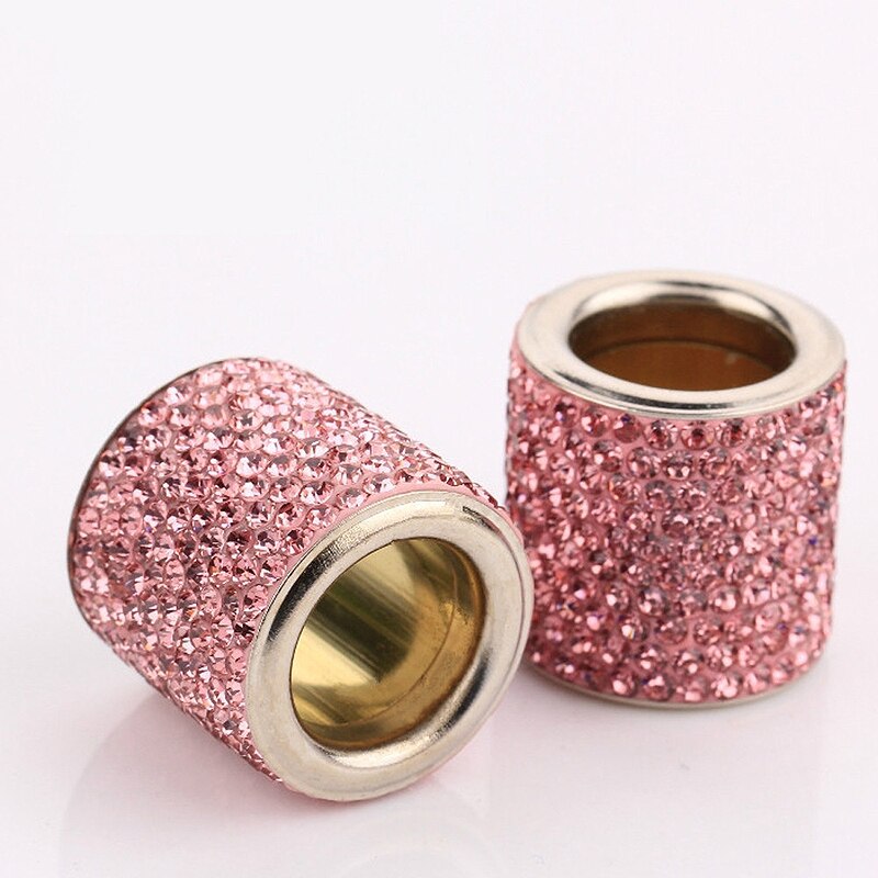 Reposacabezas de cristal Universal para asiento de coche, collares de anillo de decoración, dijes de diamantes brillantes, accesorios de Interior de coche para mujeres y niñas: 2pcs pink