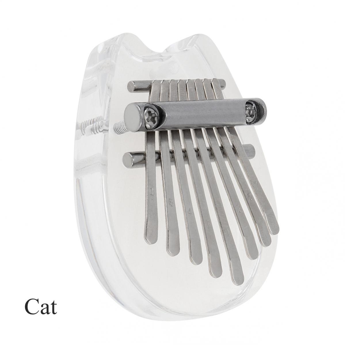 Mini 8 Key Kalimba Crystal Transparent Thumb Piano Bear Heart Cat Water Shape Mbira Musical Instruments: Cat