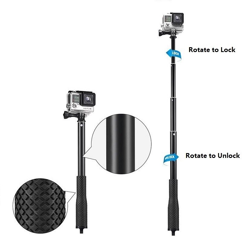 36 "gå pro selfie pinne handling kamera dykking utvidbart aluminium selfie monopod til gopro helt + sjcam til xiaomi  yi 4k