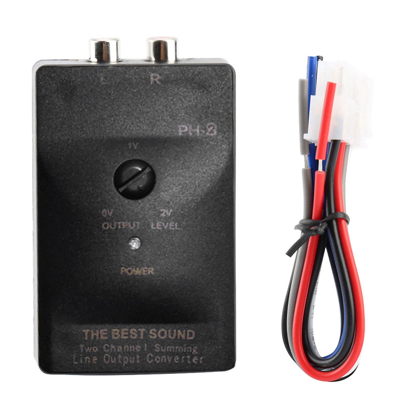 Convertidor de nivel de altavoz para coche, salida RCA, altavoz estéreo, convertidores de nivel alto a bajo con función de retardo,