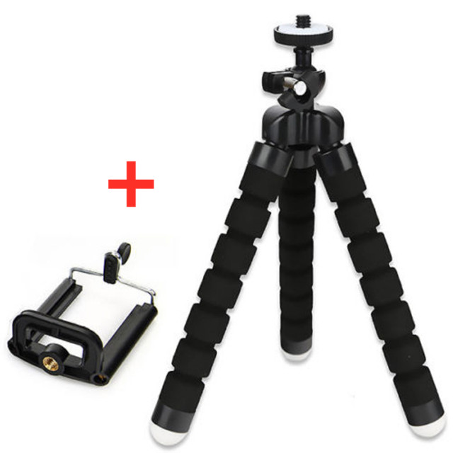 Mini Tripod Portable Flexible Sponge Octopus Stand Mount Sponge Octopus Tripod Smartphone Camera Holder Clip Stand Tripod: Black