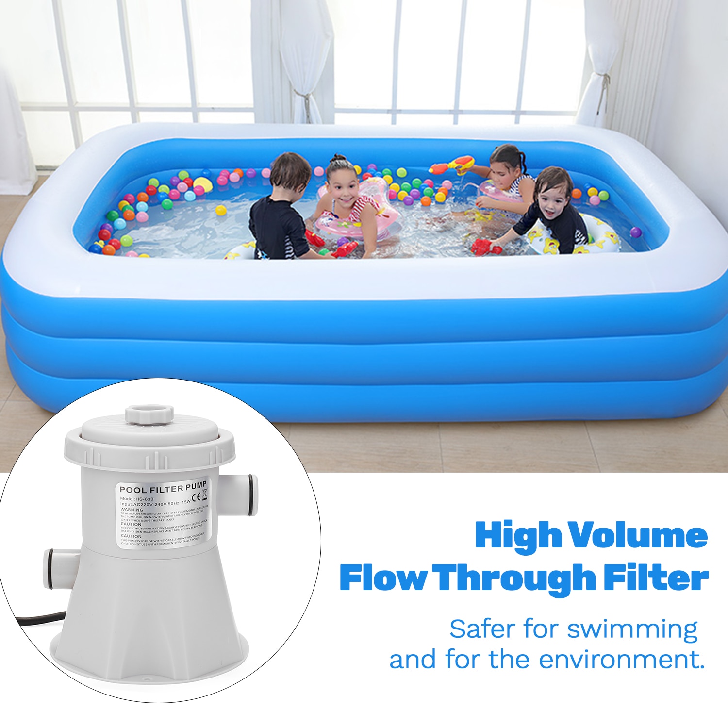Electric Swimming Pool Filter Pump Reusable Practical Swimming Pool Filter Water Purifier Easy to Install