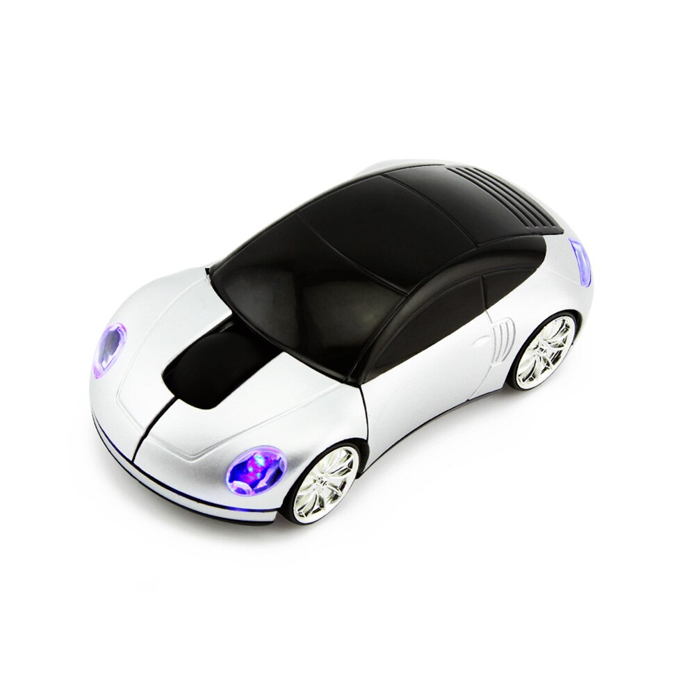 2.4G Wireless Mouse Car Shape With Flashing LED Light Sem Fio Mouse For Netbook Laptop Gaming: silver car mouse