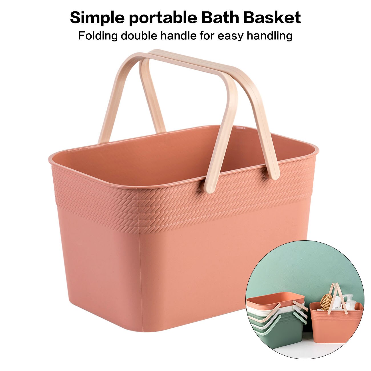 Cesta de baño con mango, cesta de almacenamiento para ducha, organizador de maquillaje, artículos diversos, caja organizadora de baño, 1 ud.: Rojo