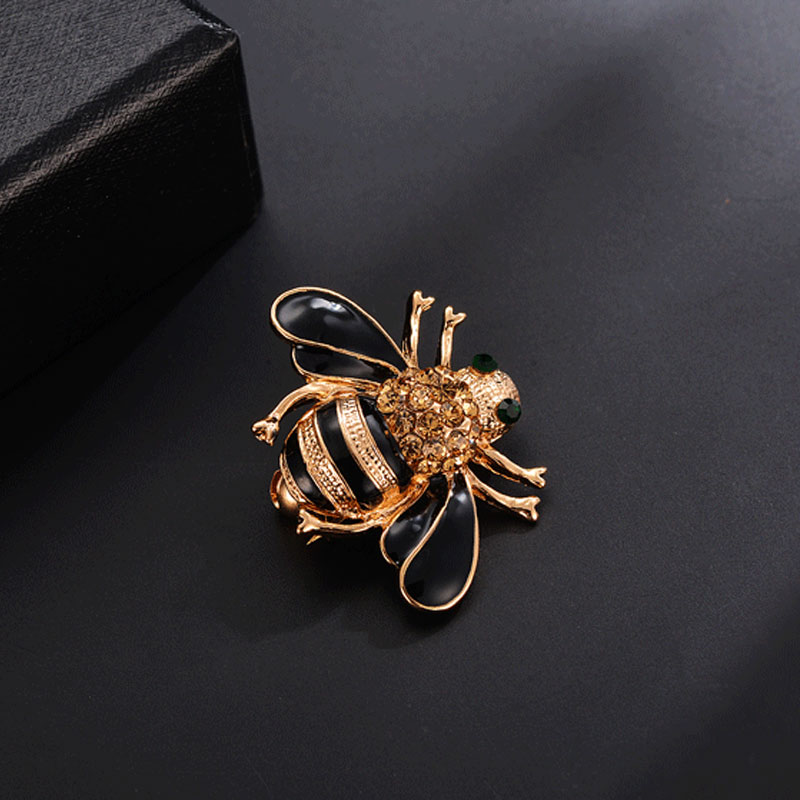 Enamel Bee Brooches Esmalte Gold Color Champagne Rhinestone Hijab Pins juego de tronos Halloween joyas