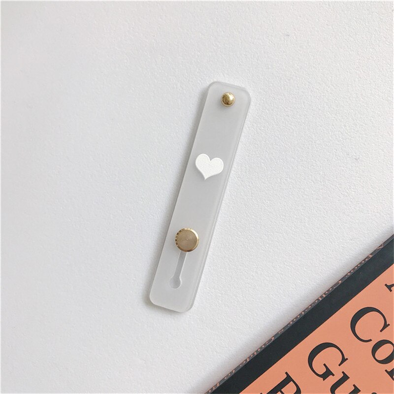 1 pz Candy color cuore custodia per cellulare staffa supporto per cinturino da polso push stretch cinturino da polso in silicone supporto per impugnatura per dito: white -heart