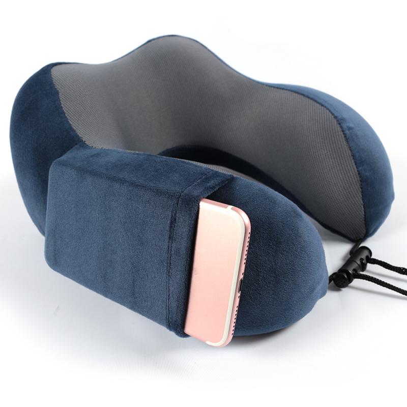Office rest U-shaped pillow with storage bag travel hood pillow pad car office aircraft headrest neck support soft hood