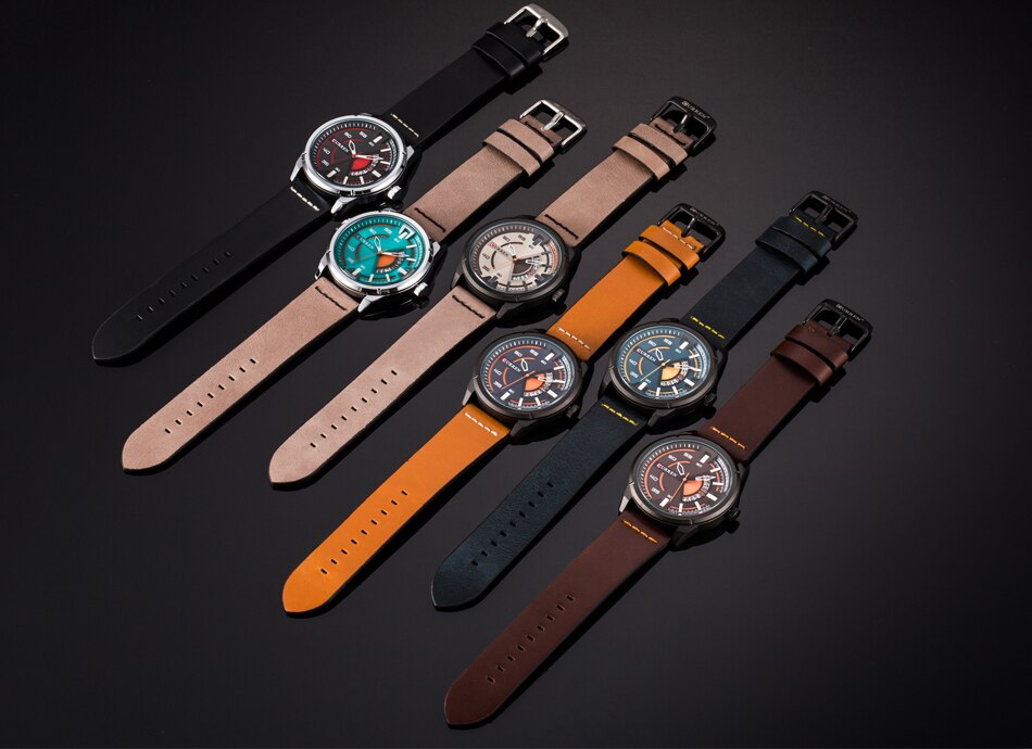 CURREN Watches Casual Quartz Male Clock Display Date Leather Strap Men Wristwatch Montre Homme Reloj Hombre