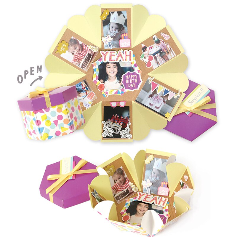 Baby explosie box wedding scrapbooking papier doos album card verjaardag valentijn explosie geschenkdoos: BA1601-04