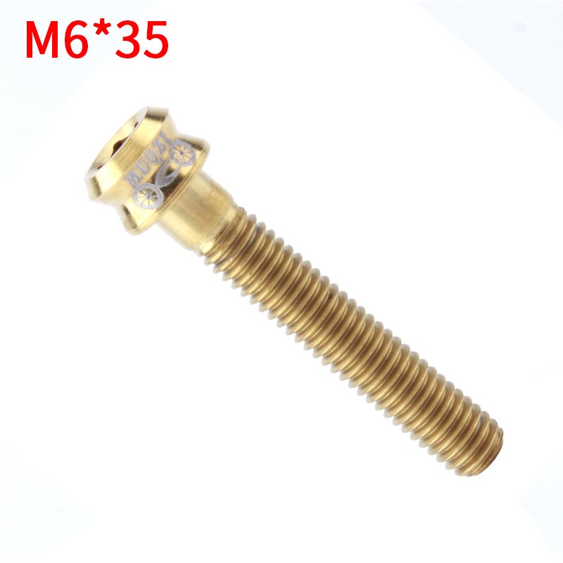 Muqzi pyörän haarukka kuulokkeen suojus titaaniruuvi  m6*30 m6*35mm varren yläkannen pultti 4 väriä mtb maantiepyörän osien tarvikkeet: M6-35 kultaa