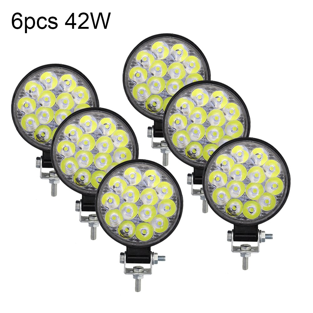 NLpearl 12V 24V LED Light Bar 42W 48W Mini LED Work Light Off Road Spotlight for Jeep Truck 4X4 Car SUV ATV Barra LED Headlights: 6pc 42W