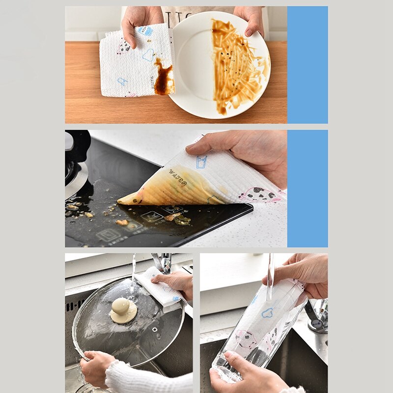 50Pcs / Roll Kitchen Paper Towel Washable Cleaning Wipes Kitchen Rag Waterproof Towel Kitchen