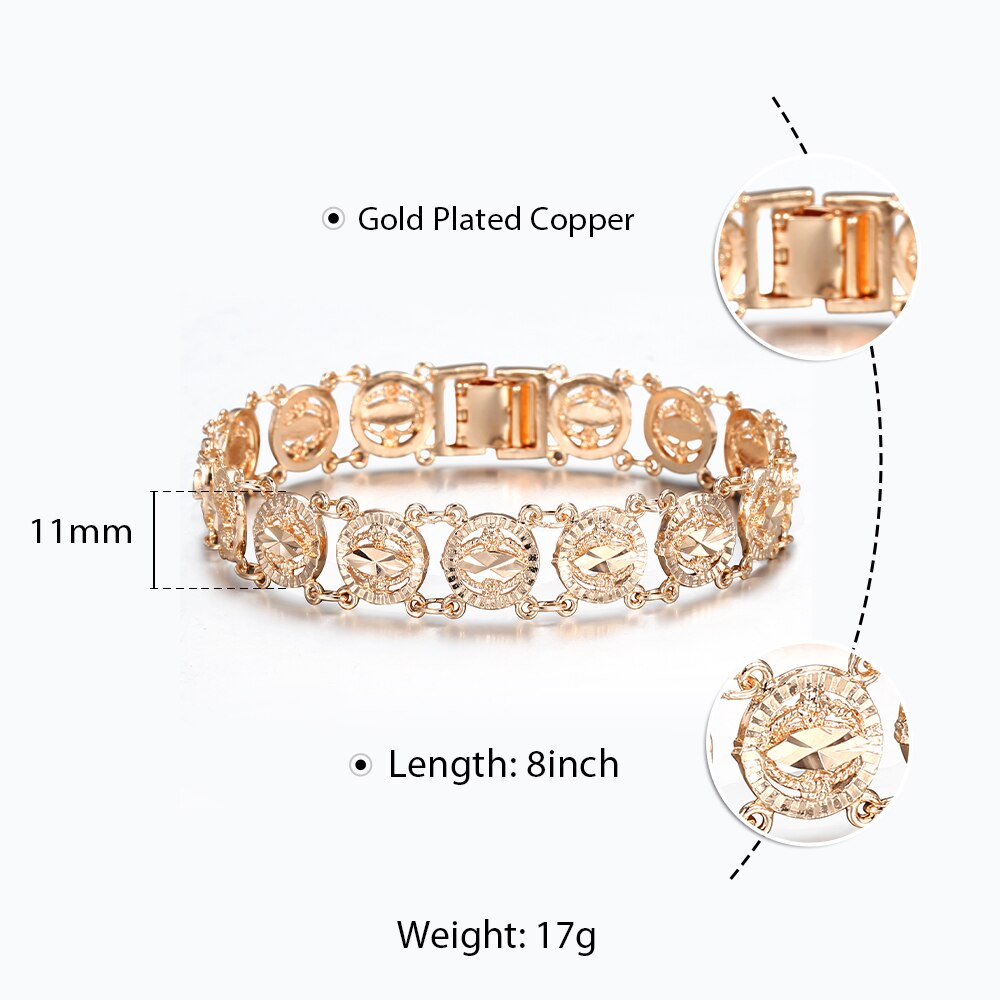 585 Rose Gold Bracelet Bangle for Women Cut Out Carved Flower Heart Oval Wristband Jewelry Party Jewelry LCBM04: Oval CB35