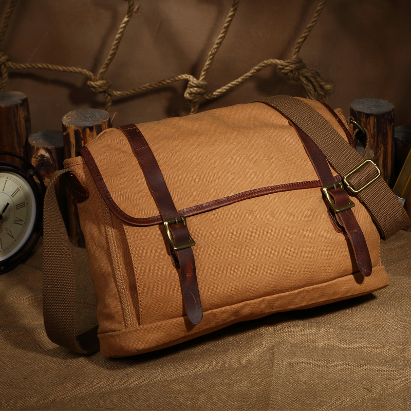 Bolso de hombro de lona de algodón para hombre, bandolera informal de viaje para ordenador portátil, bolso escolar, novedad