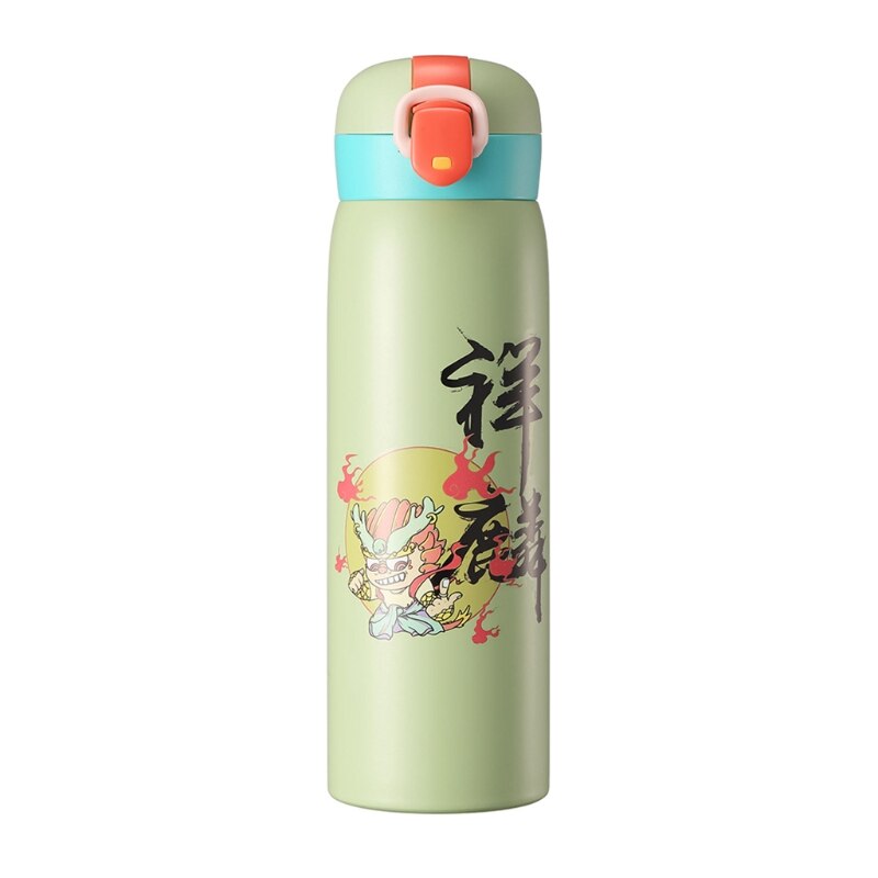 Bouteille Thermos de Style classique chinois, couvercle à rebond, tasse à thé en acier inoxydable, bouteilles d&#39;eau pour bureau maison école PXPC: green / 520ml