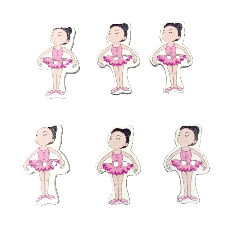 100Pcs Painted Cartoon Houten Knoppen Ballet Dancing Girl Patroon Knoppen Milieuvriendelijk Hout Naaien Knop Diy Doek Decor Suuply: 2