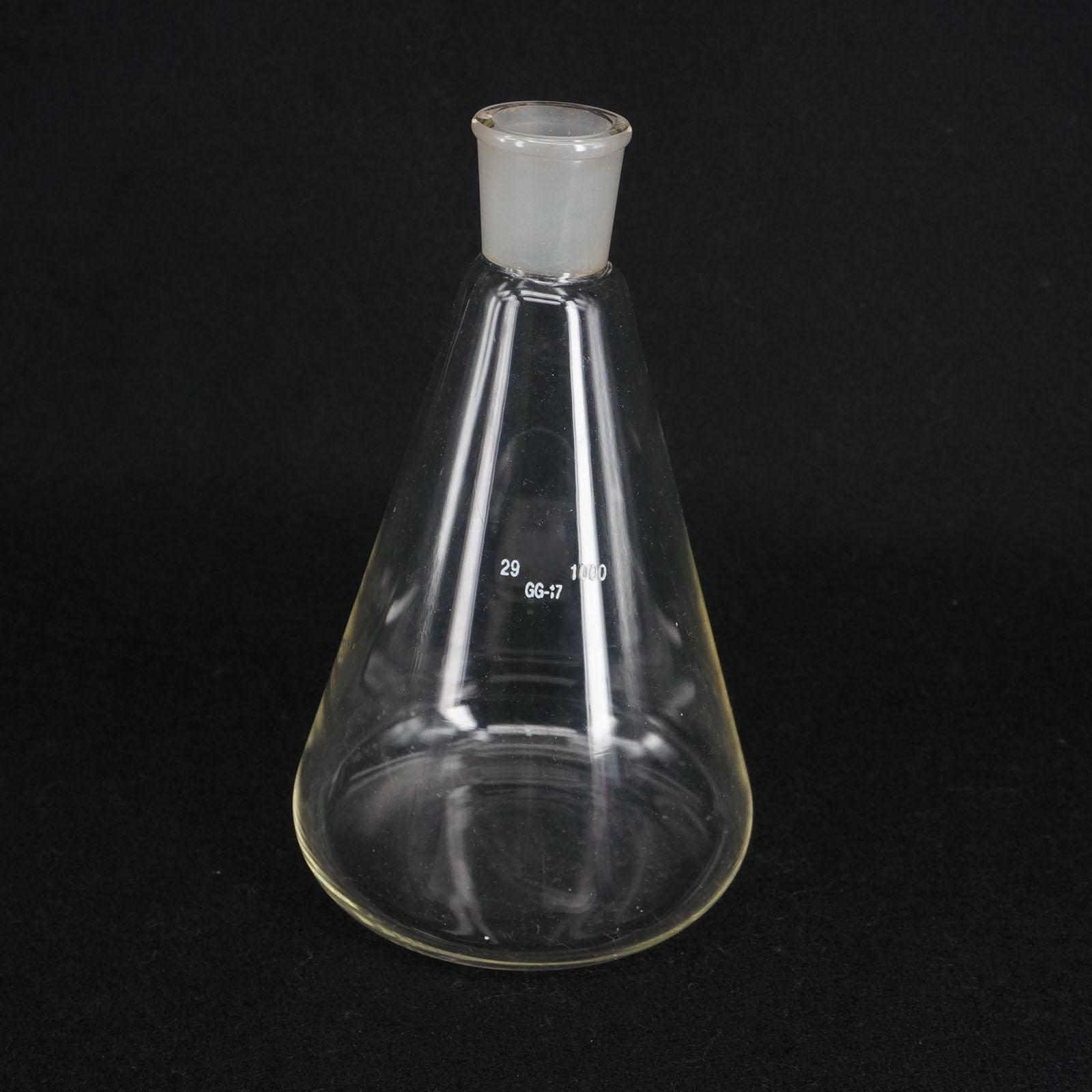 Matraz cónico de laboratorio, frasco con junta de 1000ml, certificado erlenmetryer Boro, Quickfit 29/32