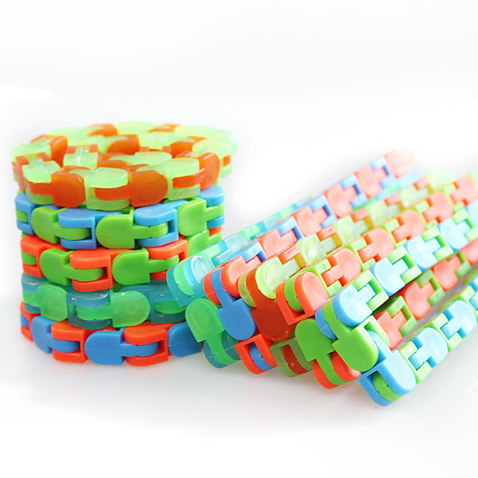 5pcs Kids Colorful Fidget Toys Changeable Intellectual Development Rotate And Shape 48 Bit Wacky Tracks Snap Click Fidget Toys