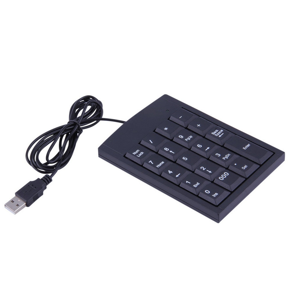1 Pc Mini Usb Bedraad Numeriek Toetsenbord Adapter 19 Toetsen Voor Laptop Pc Black