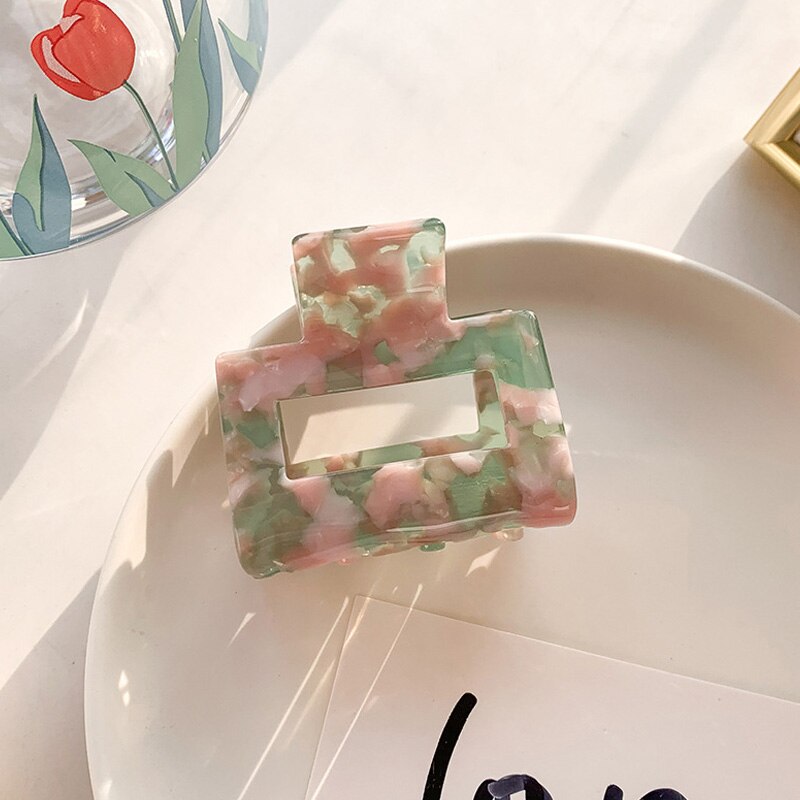 Leopard Print Hair Claws Geometric Hair Clamp Grab Hair Styling Hair Clips for Women Girls Hairpin Hair Accessories: Green