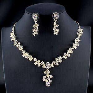 Jiayijiaduo frauen Hochzeit Schmuck Set Gold Silber Farbe Halskette Ohrringe Set Mädchen Brautjungfer Kleider Zubehör neue: 7