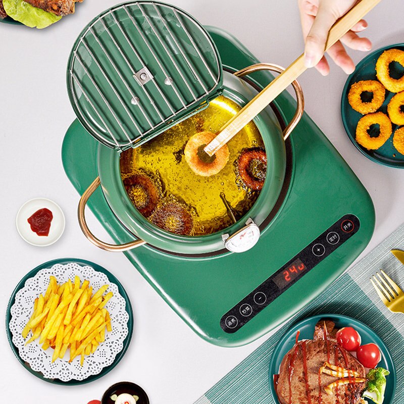 Friteuse à Induction en acier inoxydable Tempura, Mini friteuse universelle à température contrôlée