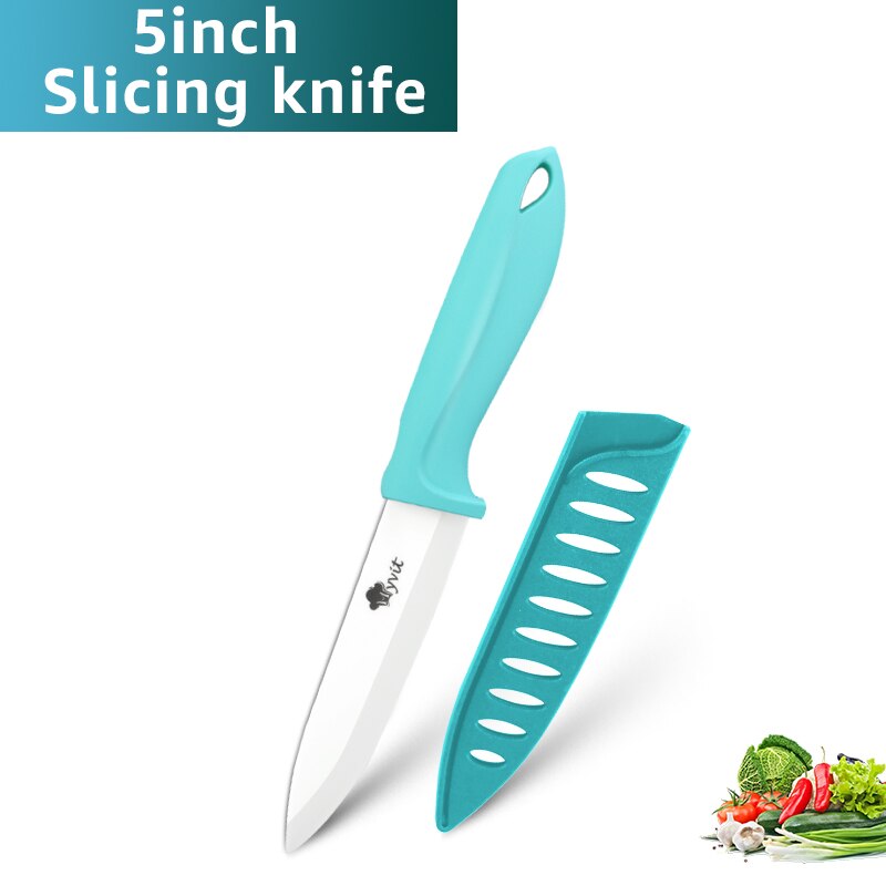 Keramische Mes 3 4 5 6Inch Chef Utility Slicer Gekarteld Broodmes Paring Keuken Keramische Messen Set Zirconia Blade koken Tool: 5inch blue knife