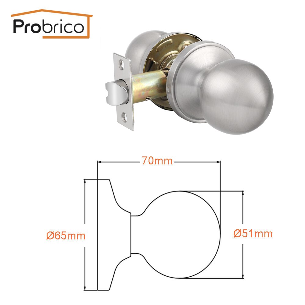 Probrico Passage Lock Handles for Lnterior Doors Rotation Round Door Levers with Latch Keyless Wooden Gate Knobs Lock Hardware
