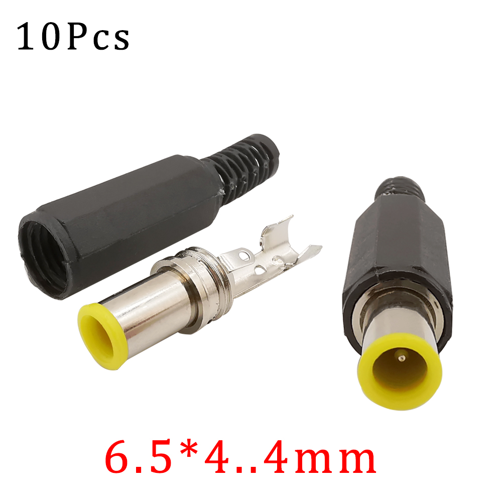 Enchufe de alimentación de CC, conector de cable de soldadura, 4,0/4,8*1,7mm, 3,5*1,3mm, 6,5*4,4mm, 5,5*2,1/2,5mm, adaptador de montaje, 10 unidades por lote: Castaño