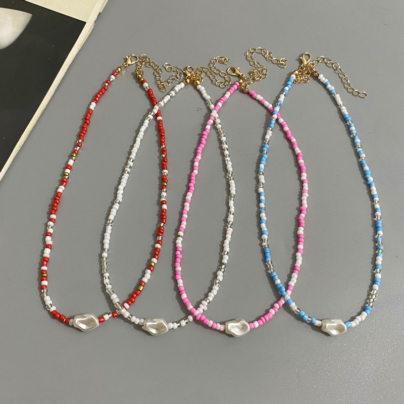 Boho perlehalskæde til kvinder imiteret perle frøperlekæde kort choker halskæde håndlavede smykker til kvinder