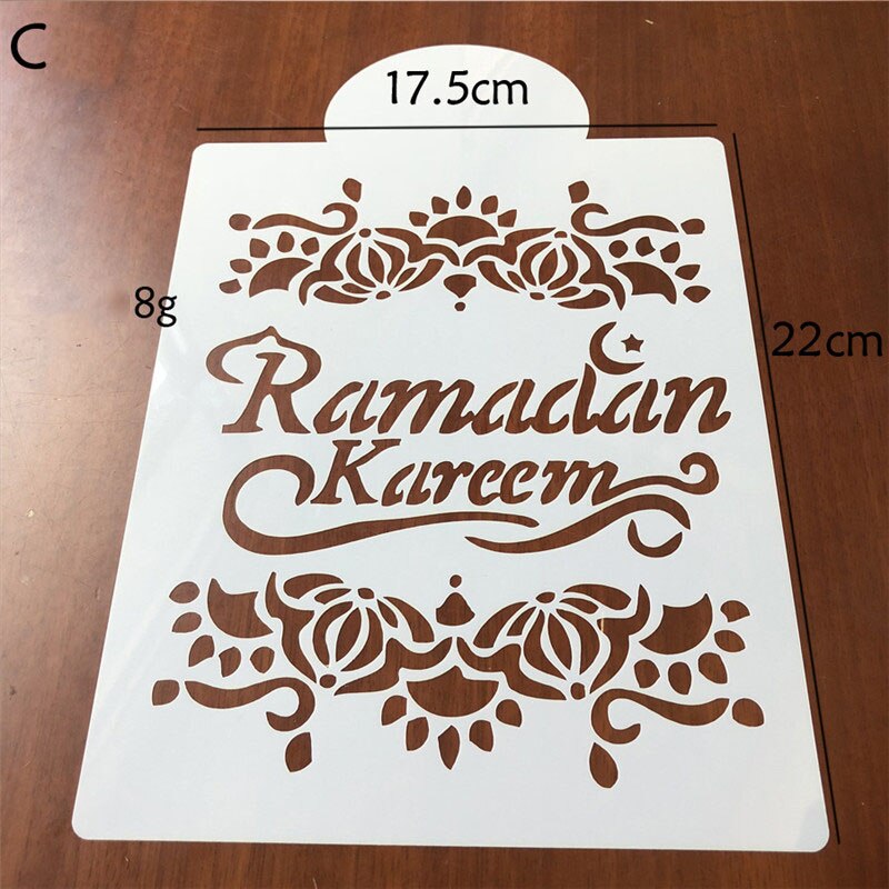 1 stk eid mubarak ramadan kaffe udskrivning skabelon spray stencilsæt diy fondant kage kiks dekorationsværktøjer: C